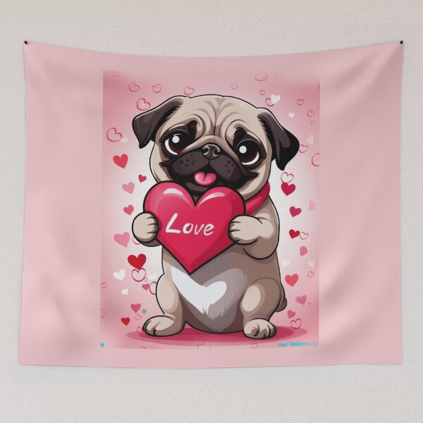 Item preview, Pug HAPPY HOLIDAYS 168 Valentines Day designed and sold by RedBluffTraders.