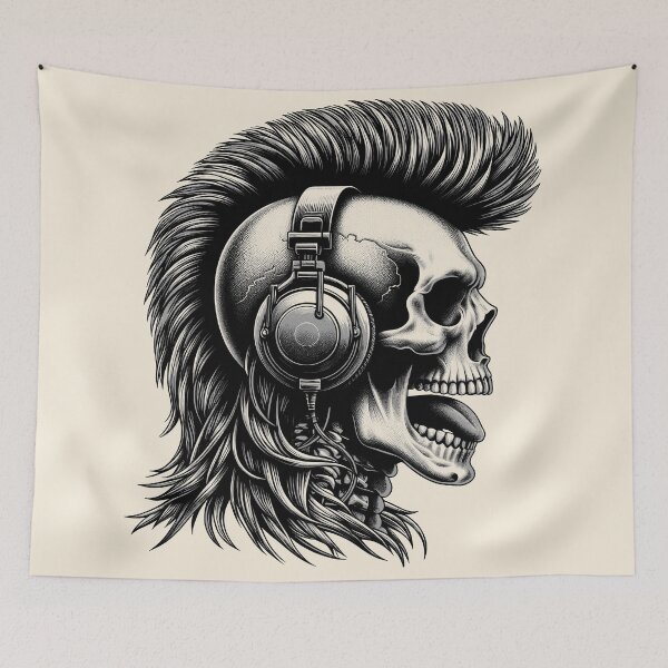 Item preview, Skull wearing Headphones #20 designed and sold by elektronen.