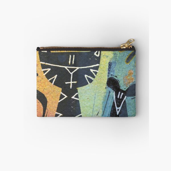 Item preview, Cat Mouse Art Hand Stamped Teal, Orange, Gold, Black & White designed and sold by Sheree Burlington.