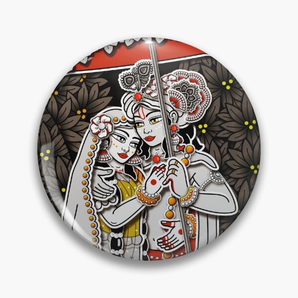 Item preview, Radha Krishna in the Rain - orange grey designed and sold by GundicaArt.