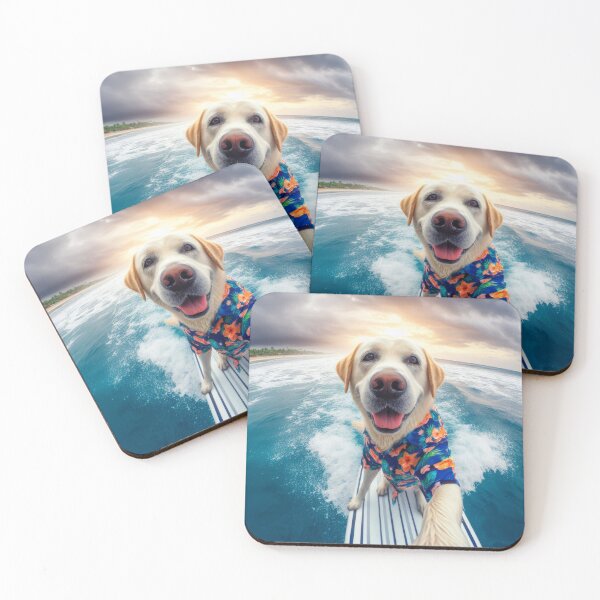 Item preview, White labrador retriever surfing taking a selfie designed and sold by Tio-Tecun.