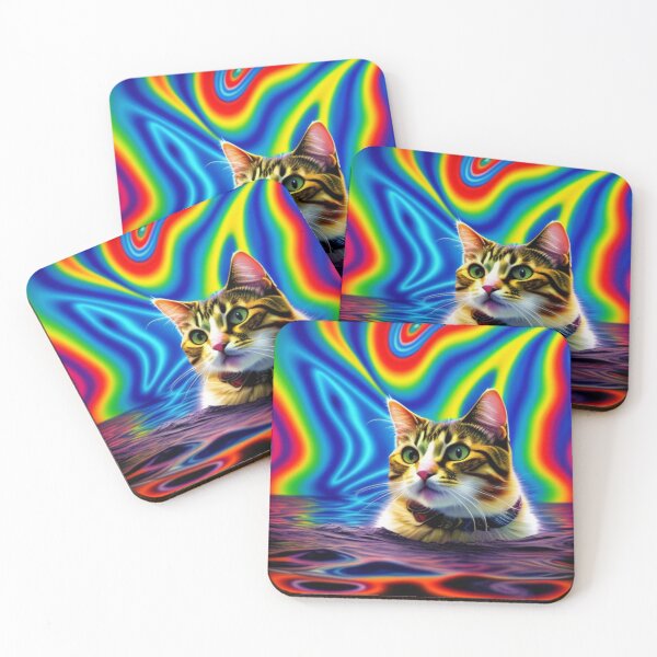 Item preview, Psychedelic kitty cat art designed and sold by Flowerslaps.