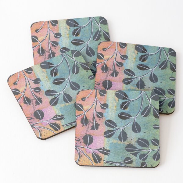Item preview,  Happy Vine Art Hand Stamped in Teal, Pink, Orange, Black & White designed and sold by Sheree Burlington.