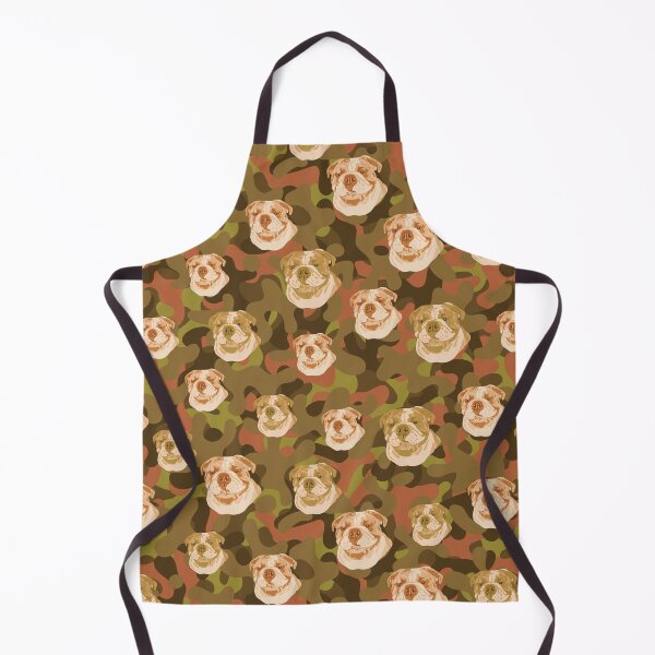 Item preview, Smiling English Bulldog Face And Brown-Olive Camo Pattern designed and sold by DuFauna.