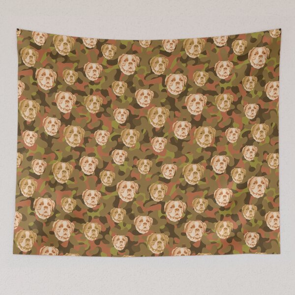 Item preview, Smiling Boxer Face And Brown-Olive Camo Pattern designed and sold by DuFauna.