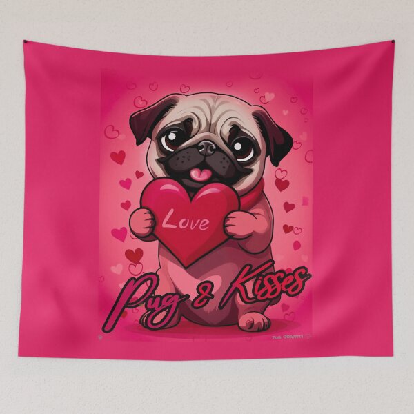 Item preview, Pug HAPPY HOLIDAYS 168 Valentines Day PUG and KISSES designed and sold by RedBluffTraders.
