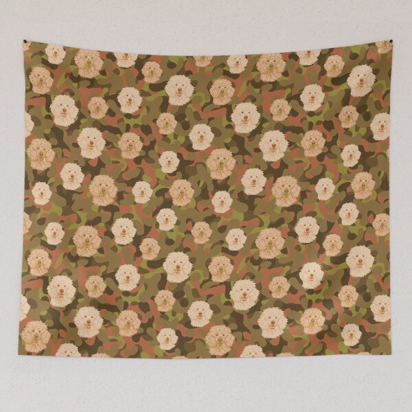 Item preview, Smiling Poodle Face And Brown-Olive Camo Pattern designed and sold by DuFauna.