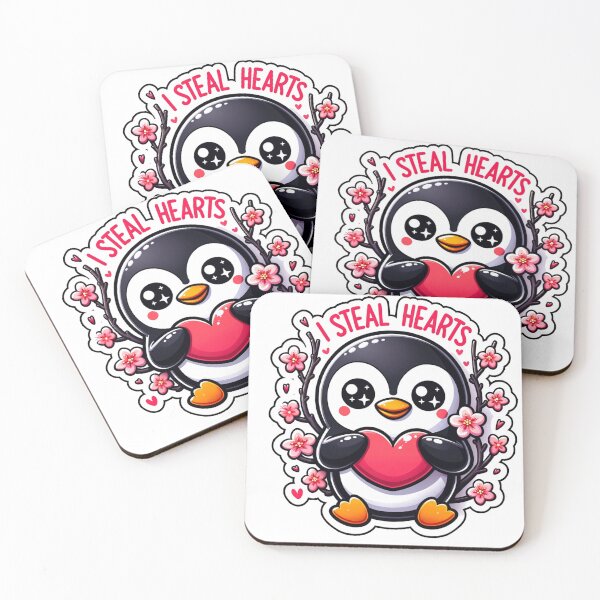 Item preview, Charming Heart-Thief Penguin Adorable Love & Flowers Design designed and sold by WickedAI.