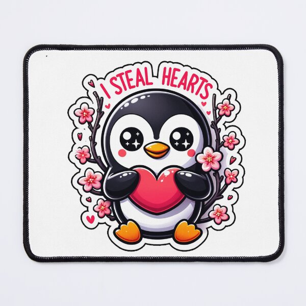 Item preview, Charming Heart-Thief Penguin Adorable Love & Flowers Design designed and sold by WickedAI.
