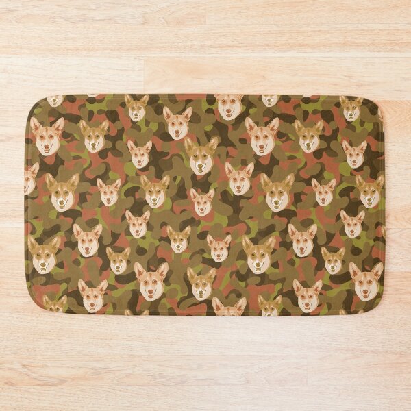 Item preview, Smiling Corgi Face And Brown-Olive Camo Pattern designed and sold by DuFauna.