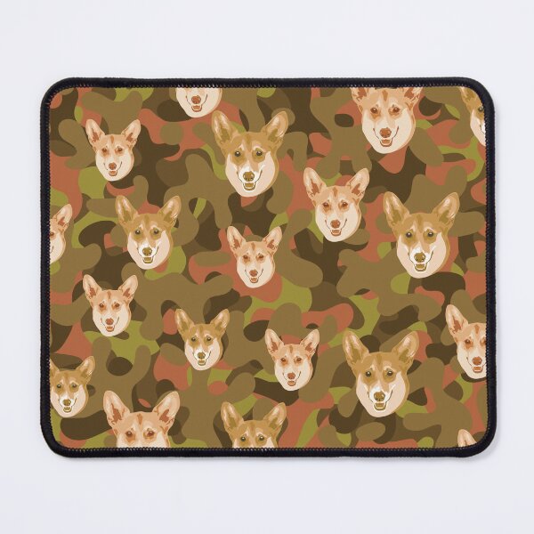 Item preview, Smiling Corgi Face And Brown-Olive Camo Pattern designed and sold by DuFauna.