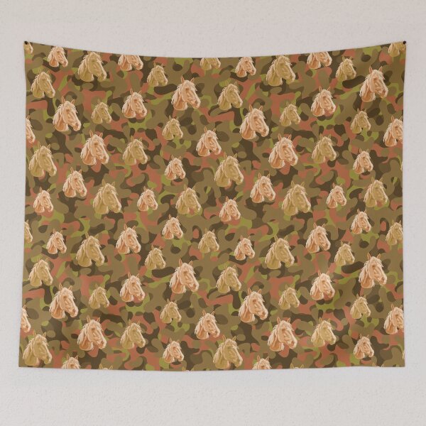 Item preview, Smiling Horse Face And Brown-Olive Camo Pattern designed and sold by DuFauna.