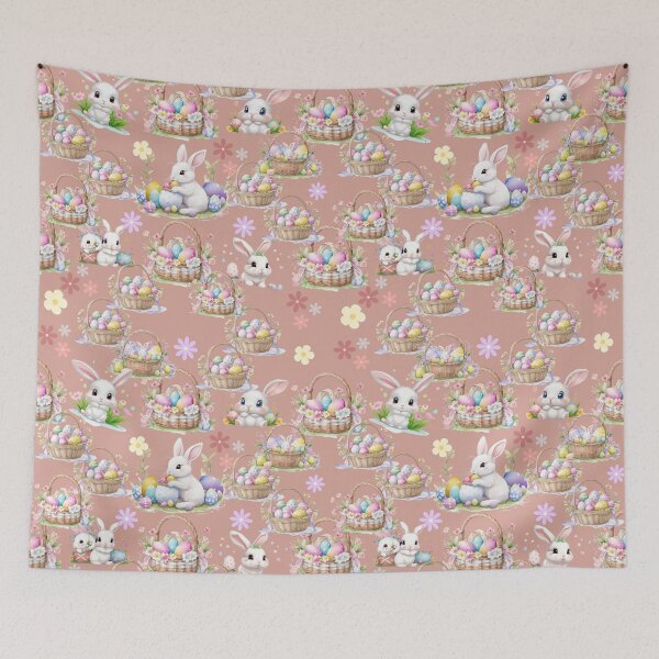 Item preview, Easter Bunny Eggs and Basket Spring Pattern Design designed and sold by jteart.