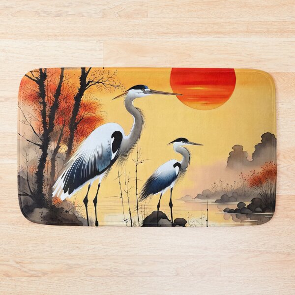 Item preview, Herons fishing at Sunset 2 designed and sold by Kallak-AI-Art.
