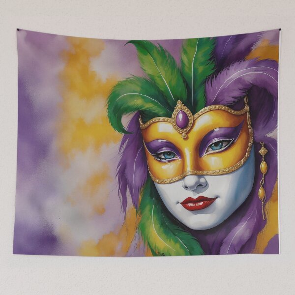 Item preview, Carnival Mardi Gras mask full of feathers. Watercolor. designed and sold by twisted-dot.