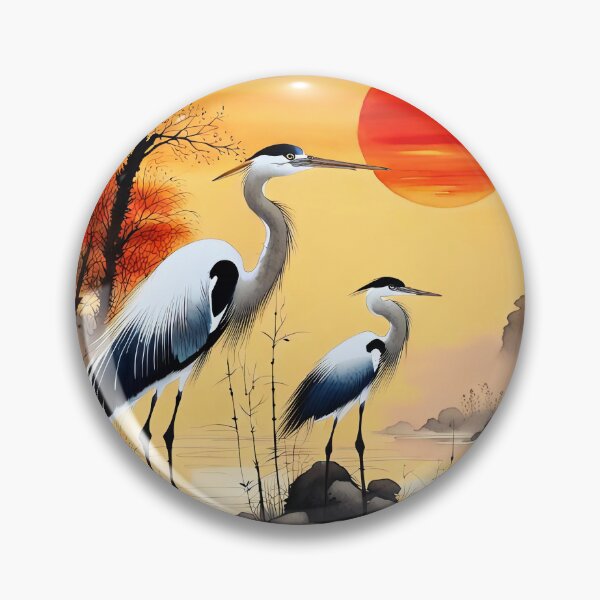 Artikelvorschau, Reiher angeln bei Sonnenuntergang 2 entworfen und verkauft von Kallak-AI-Art.