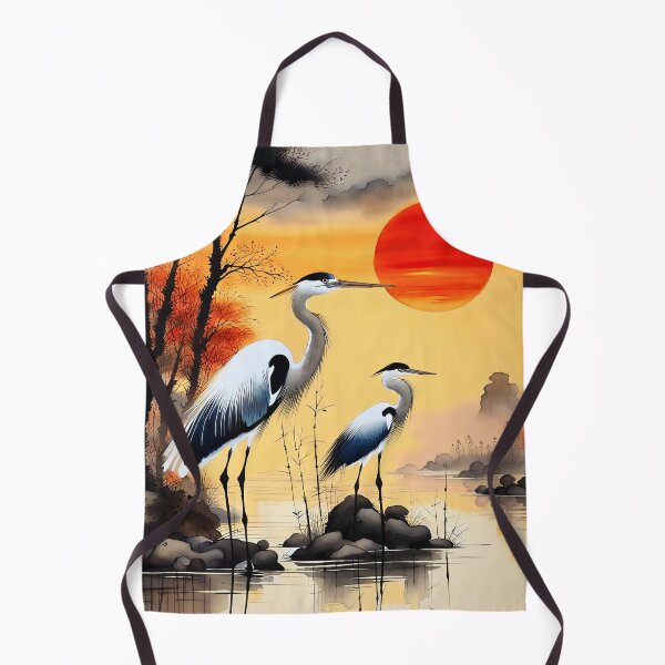 Item preview, Herons fishing at Sunset 2 designed and sold by Kallak-AI-Art.