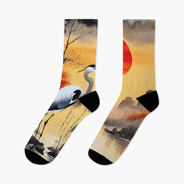 Item preview, Herons fishing at Sunset 2 designed and sold by Kallak-AI-Art.