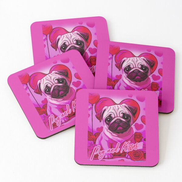 Item preview, Pug HAPPY HOLIDAYS 169 Valentines Day PUG and KISSES designed and sold by RedBluffTraders.