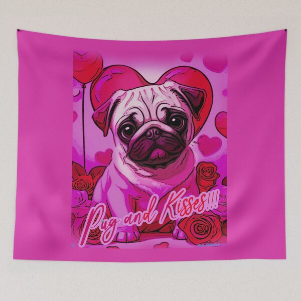 Item preview, Pug HAPPY HOLIDAYS 169 Valentines Day PUG and KISSES designed and sold by RedBluffTraders.