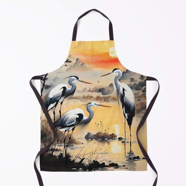 Item preview, Herons fishing at sunset designed and sold by Kallak-AI-Art.