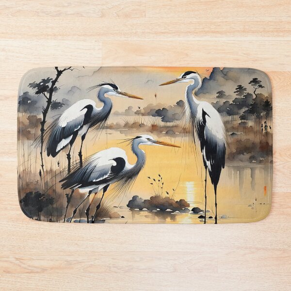 Item preview, Herons fishing at sunset designed and sold by Kallak-AI-Art.