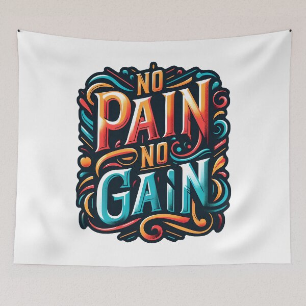 Item preview, No Pain No Gain, typography designed and sold by maxmaj.