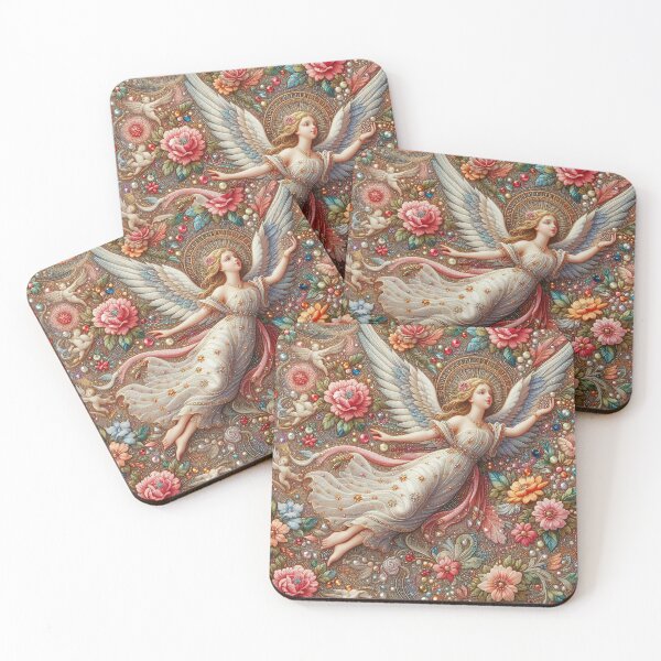 Item preview, Heavenly Elegance - Small Colorful Diamonds Fabric with Angelic Touch designed and sold by Rui Fernandes.