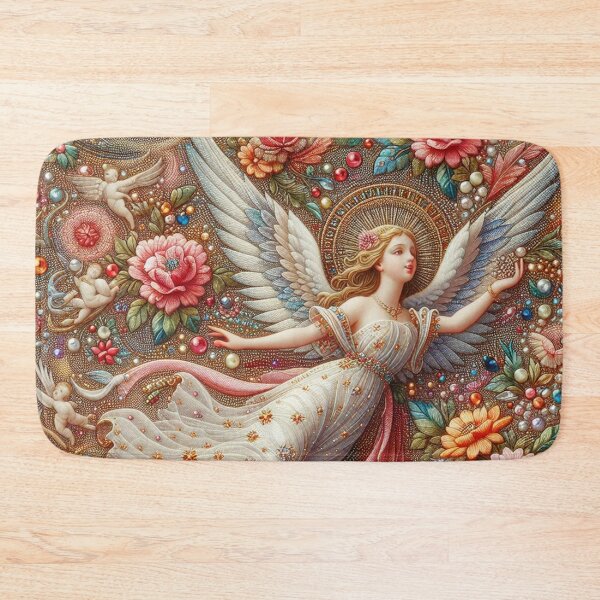Item preview, Heavenly Elegance - Small Colorful Diamonds Fabric with Angelic Touch designed and sold by Rui Fernandes.