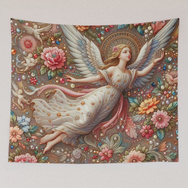 Item preview, Heavenly Elegance - Small Colorful Diamonds Fabric with Angelic Touch designed and sold by Rui Fernandes.