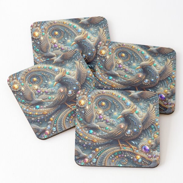 Item preview, Mysterious Elegance - Small Colorful Diamonds Fabric with Crow Motif designed and sold by Rui Fernandes.
