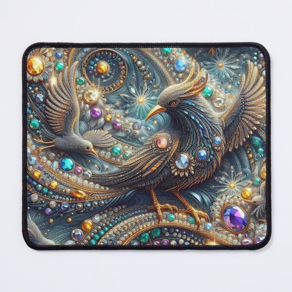 Item preview, Mysterious Elegance - Small Colorful Diamonds Fabric with Crow Motif designed and sold by Rui Fernandes.