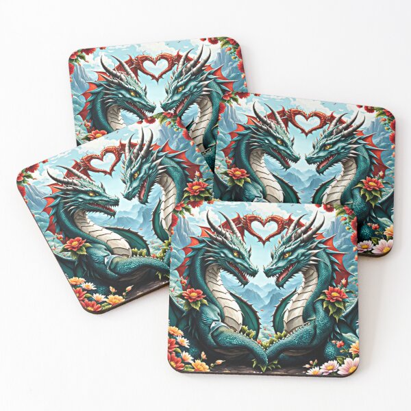 Item preview, Heart-shaped dragon surrounded by flowers designed and sold by chaichanok.