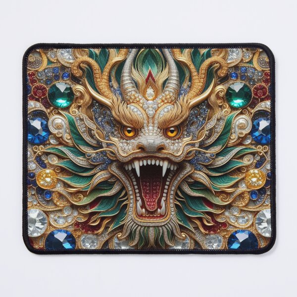 Item preview, Mythical Radiance - Small Colorful Diamonds Fabric with Dragon Motif designed and sold by Rui Fernandes.