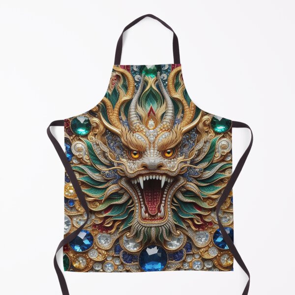 Item preview, Mythical Radiance - Small Colorful Diamonds Fabric with Dragon Motif designed and sold by Rui Fernandes.
