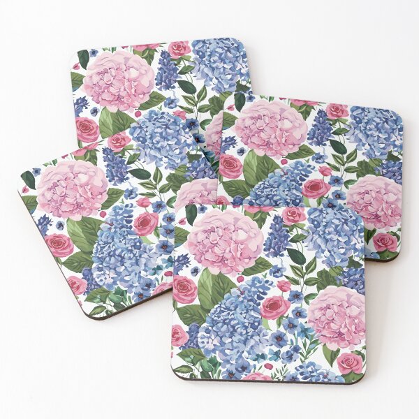 Item preview, Blue and Pink Hydrangeas, Roses and Peonies designed and sold by Pattern_Haus.