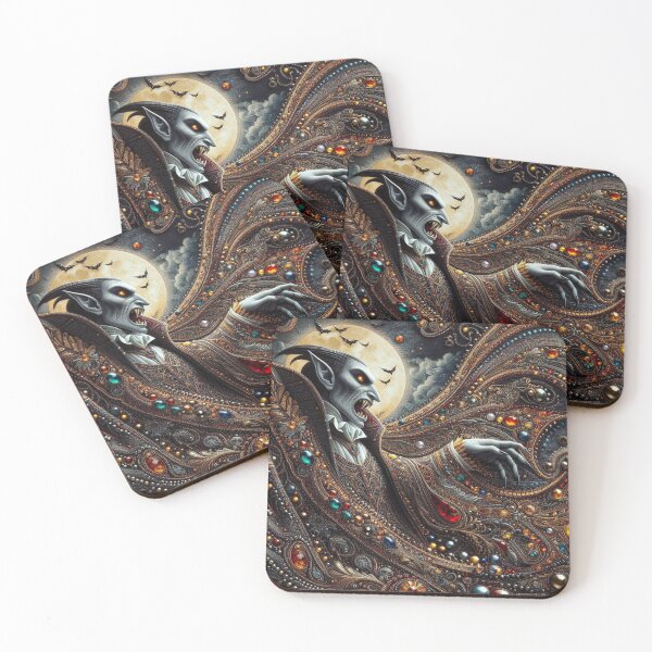 Item preview, Elegant Nightfall - Small Colorful Diamonds Fabric with Dracula Motif designed and sold by Rui Fernandes.