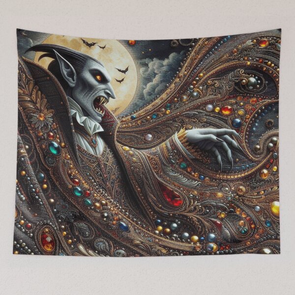 Item preview, Elegant Nightfall - Small Colorful Diamonds Fabric with Dracula Motif designed and sold by Rui Fernandes.