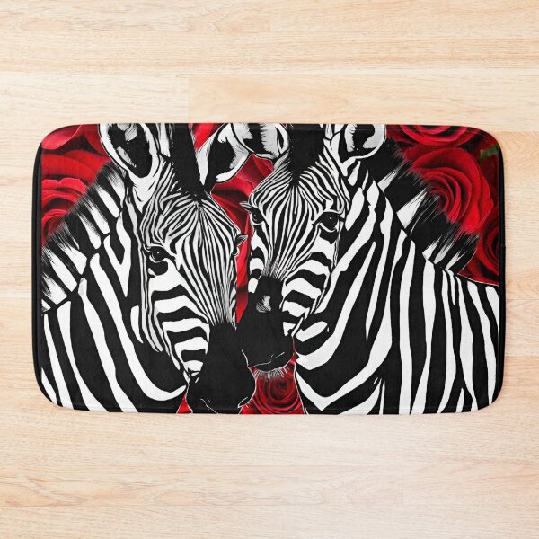 Item preview, Zebras In Love. With Red Rose Background designed and sold by ZebraKnees.