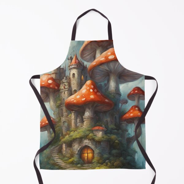 Item preview, Red Mushrooms castle - fairy house goblincore enchanted fantasy landscape designed and sold by Fantasy Cache.