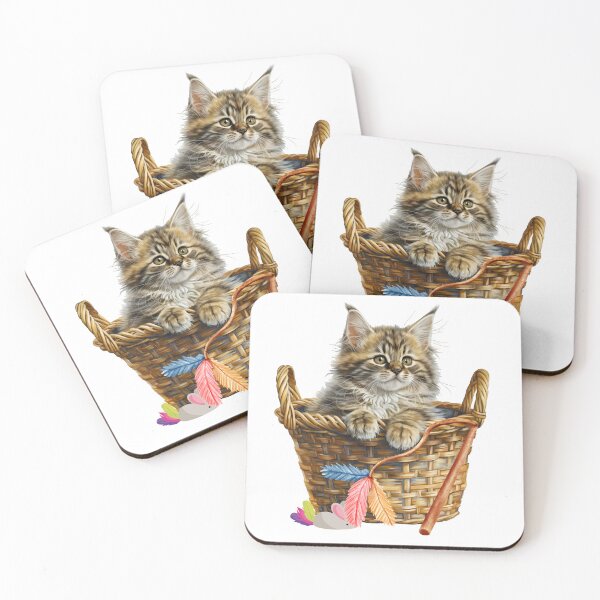 Item preview, Maine Coon Kitten In A Basket designed and sold by TheAnimalZ00.