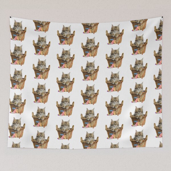 Item preview, Maine Coon Kitten In A Basket designed and sold by TheAnimalZ00.