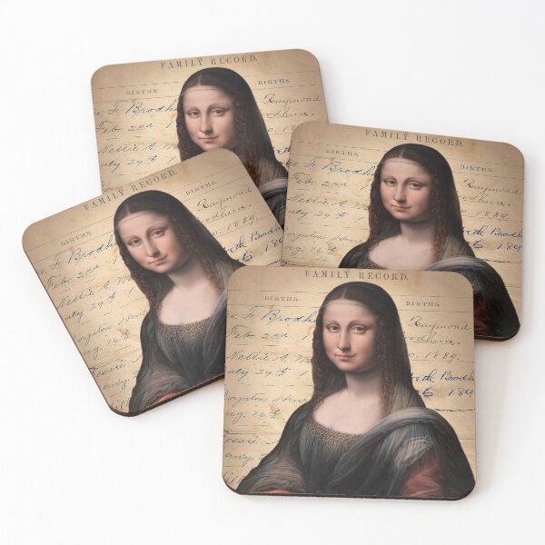 Item preview, Mona Lisa on Antique Journal Page Collage Famous Painting Series designed and sold by missdebi27.