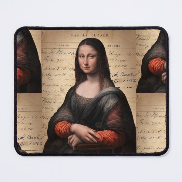 Item preview, Mona Lisa on Antique Journal Page Collage Famous Painting Series designed and sold by missdebi27.