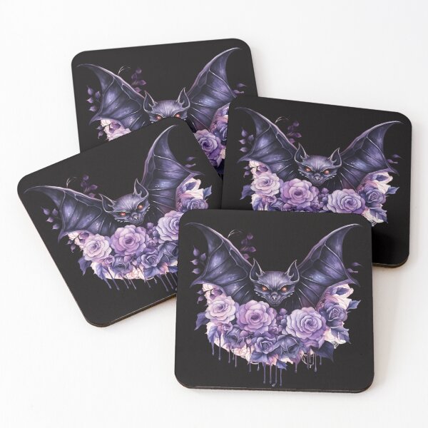 Item preview,   Purple Gothic Bat and Roses Watercolor designed and sold by Petals-n-Thorns.