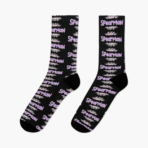 Aperçu de l'œuvre Étiquette de nom de Spearman à fleurs violettes (noir) créée et vendue par NormadWorld.