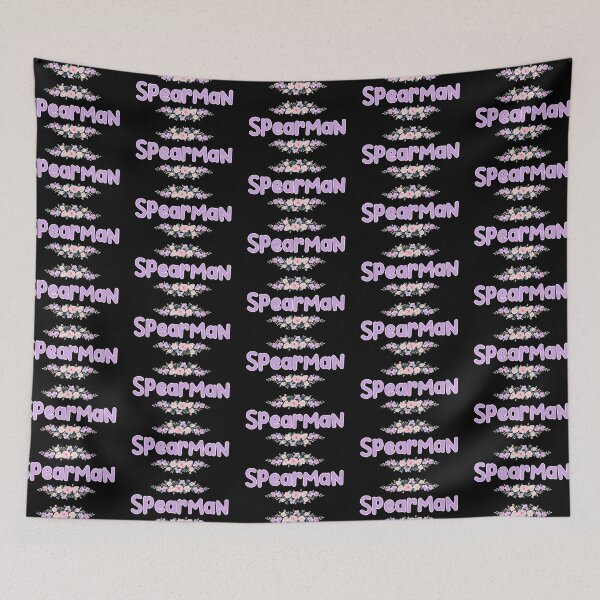 Aperçu de l'œuvre Étiquette de nom de Spearman à fleurs violettes (noir) créée et vendue par NormadWorld.