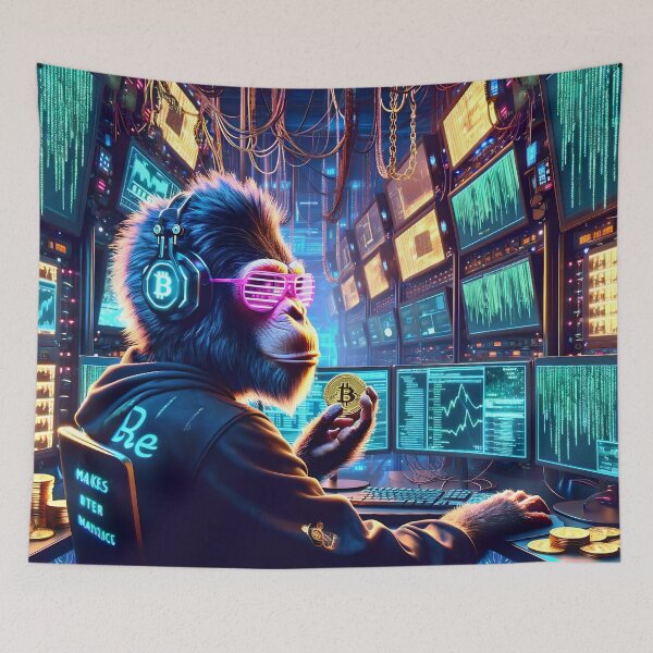 Item preview, Planet of the CyberApes - Crypto Bro Hacker designed and sold by ai-depot.