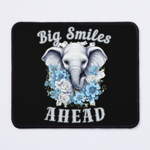 Item preview, Big Smiles Ahead elephant quote designed and sold by ElephantVibes.