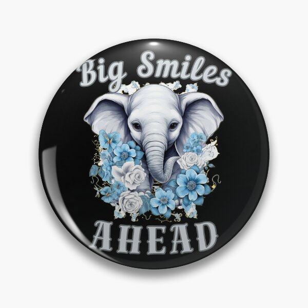 Item preview, Big Smiles Ahead elephant quote designed and sold by ElephantVibes.